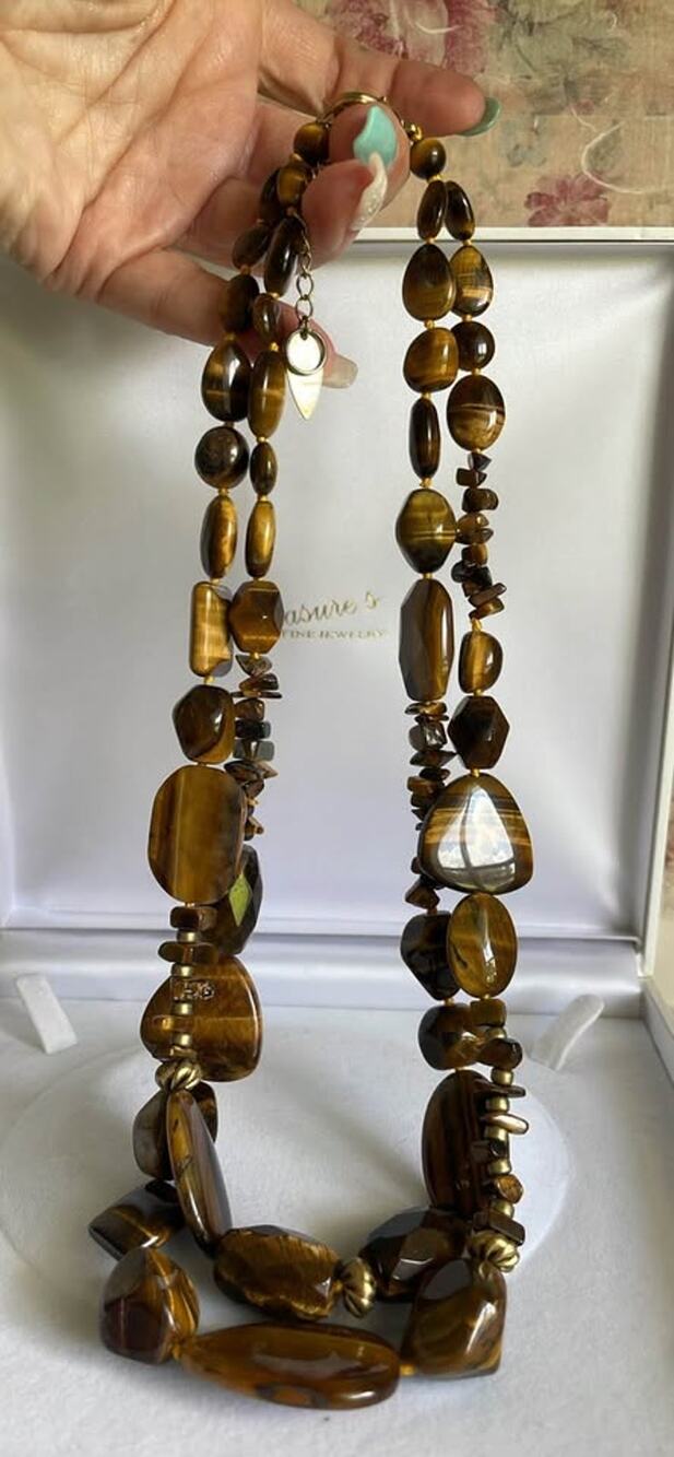 Chunky tiger’s eye double strand necklace